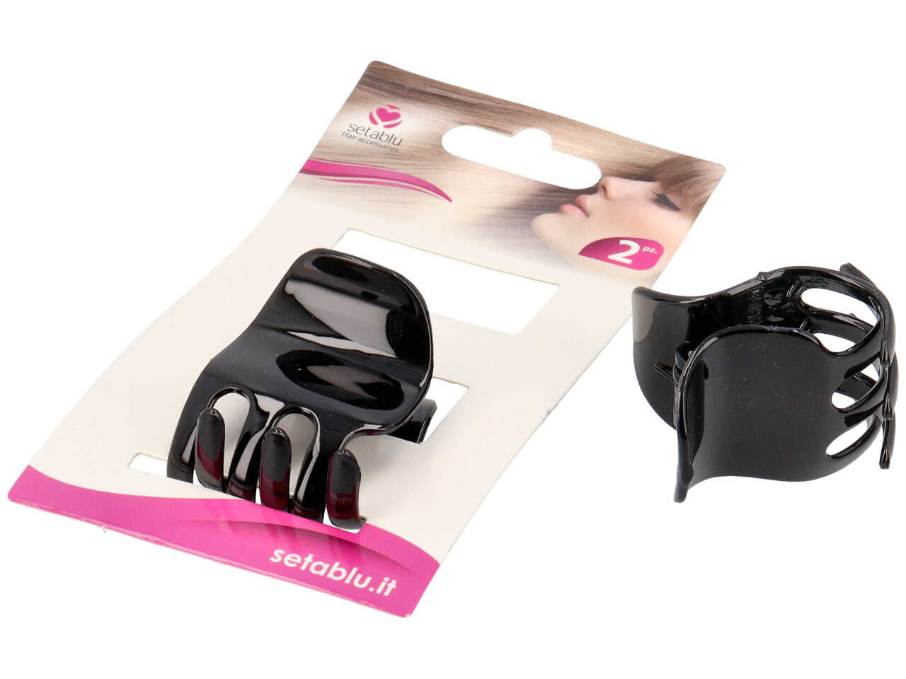 Pinze per capelli ad artiglio nere - blister da 2 pinze