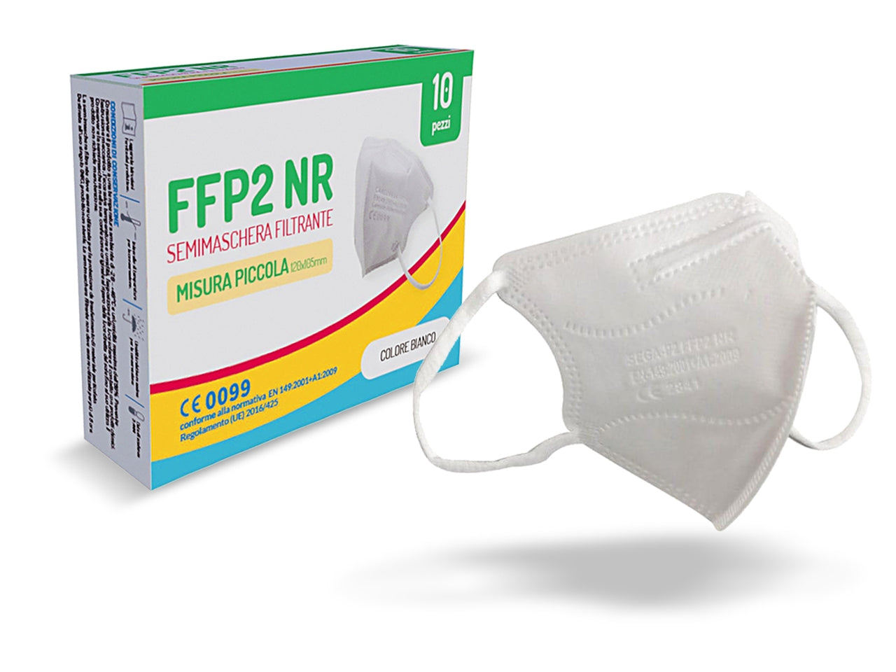 Mascherina ffp2 misura piccola bianca la confezione comprende 10 mascherine