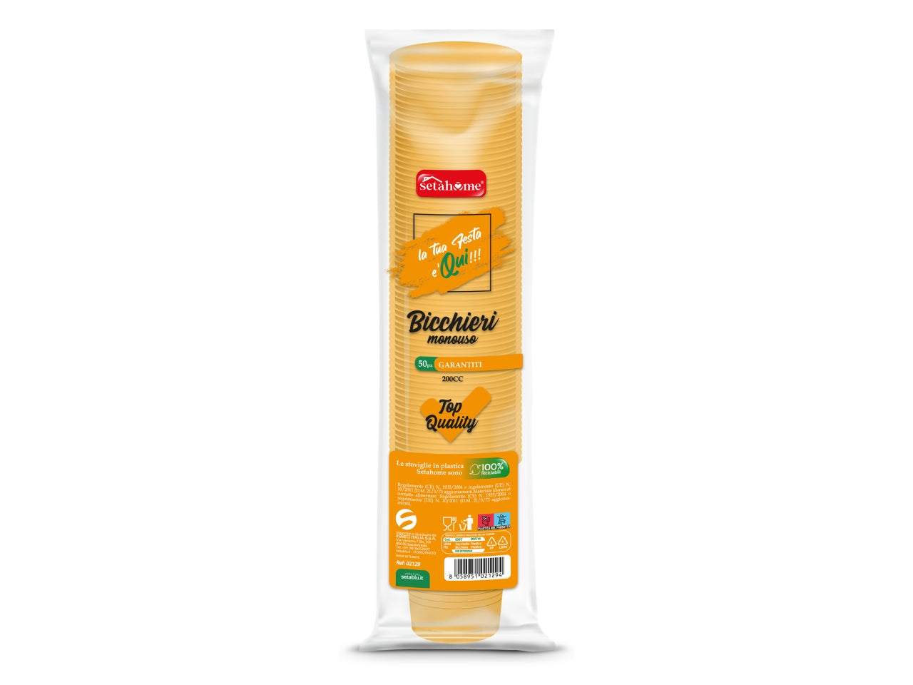Bicchieri plastica arancio monouso 200cc ideale per feste e outdoor - 100% riciclabili - 50 pezzi $