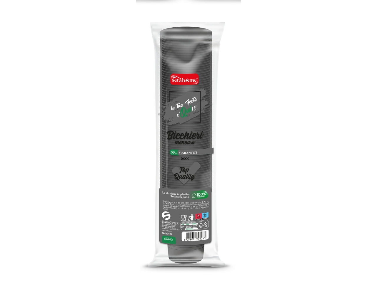 Bicchieri plastica neri monouso 200cc ideale per feste e outdoor - 100% riciclabili - 50 pezzi $