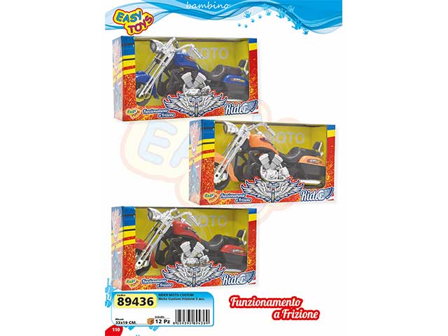 Rider moto custom a frizione in 3 assortimenti