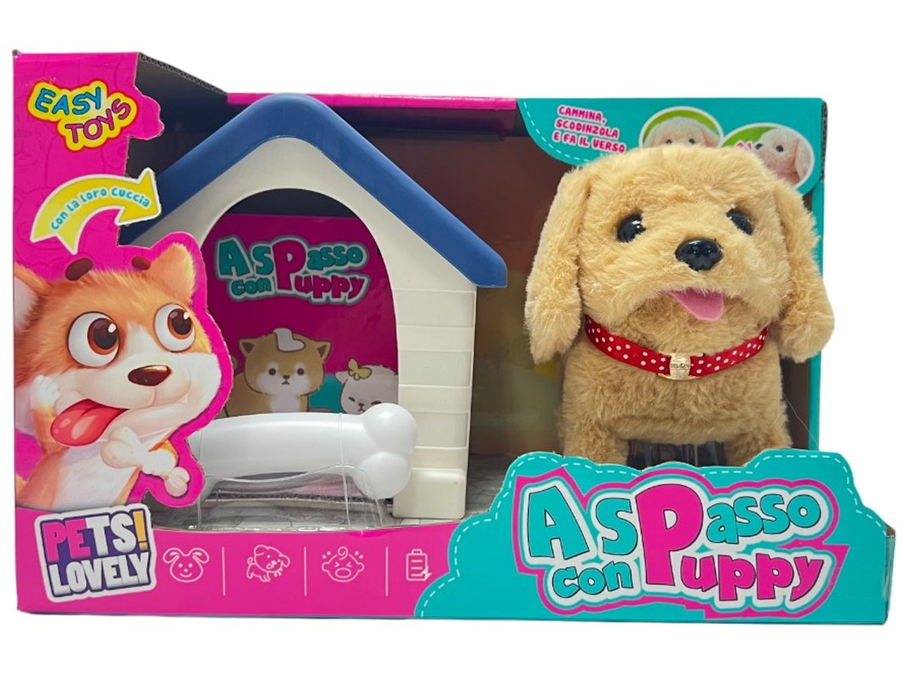 Cagnolino batteria a spasso con puppy