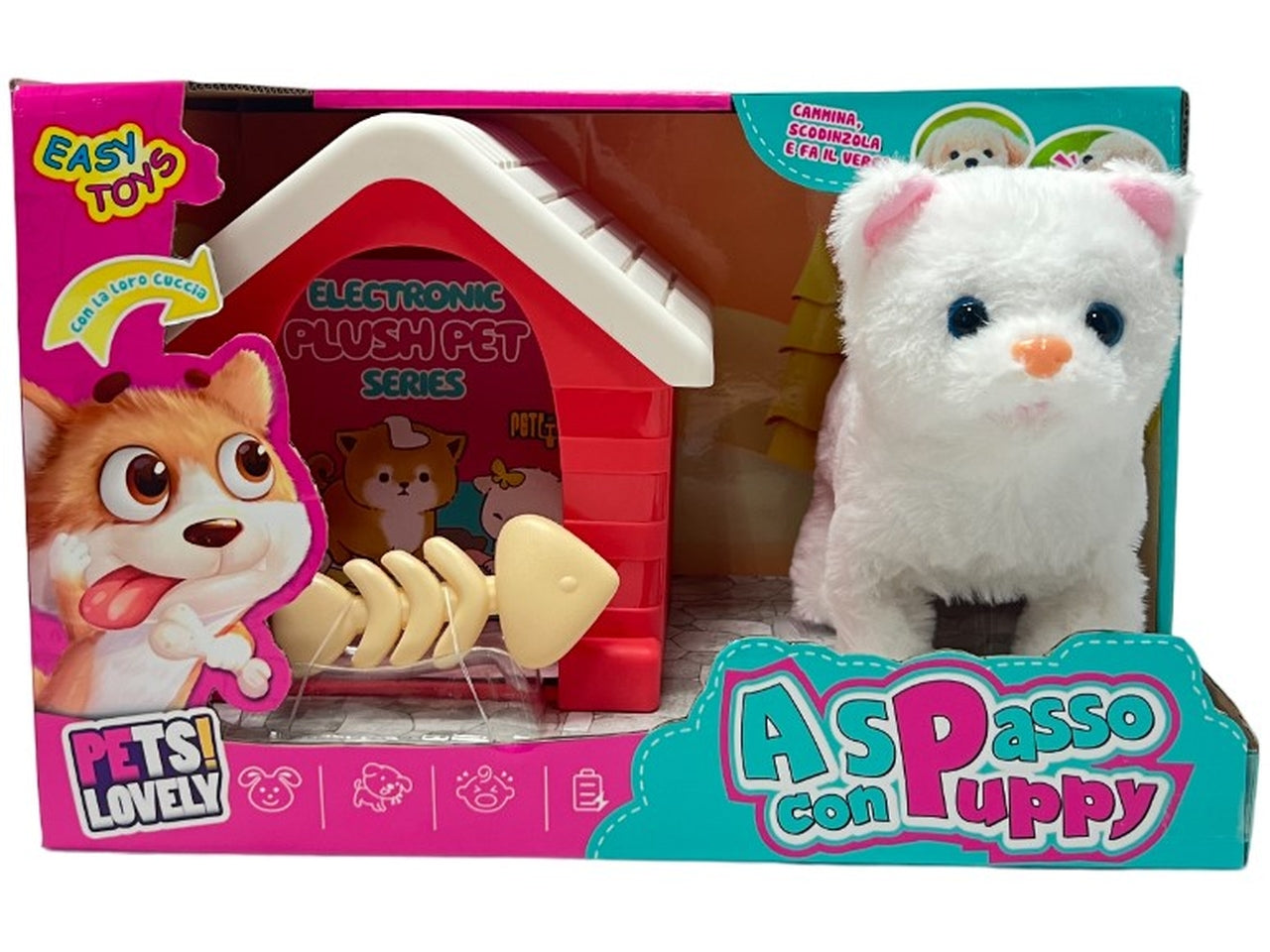 Gattino batteria a spasso con puppy