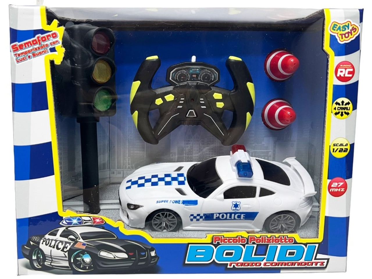 Auto polizia radiocomando 1:22 con semaforo