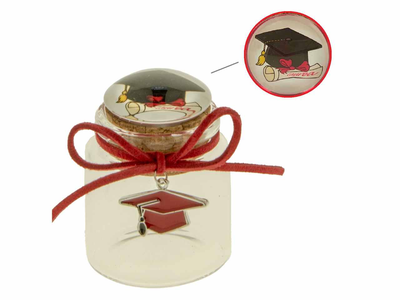 BARATTOLO DECORATIVO VIDRIO PER LAUREA H6CM