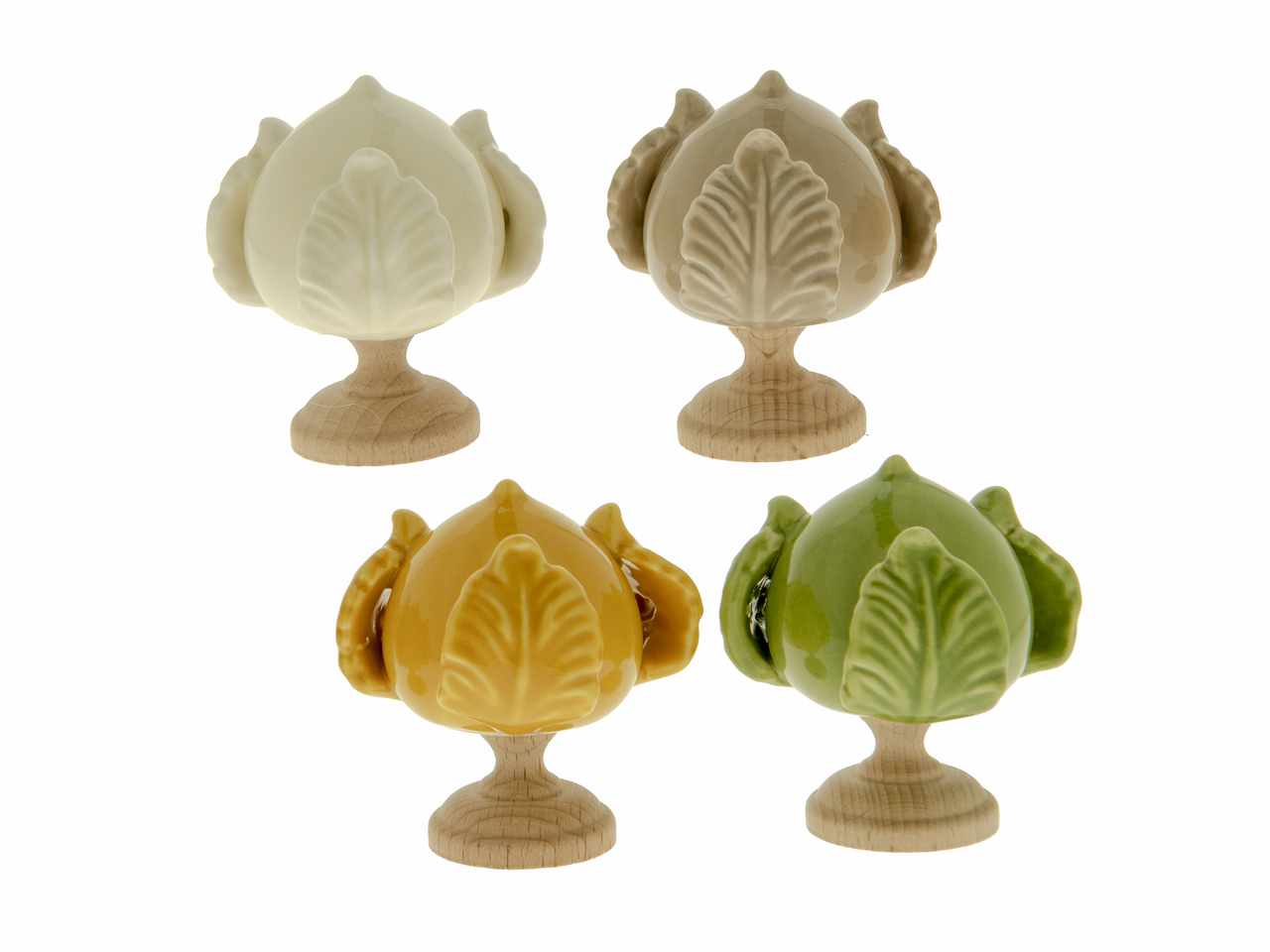 Pumo in porcellana e legno 4 assortimenti h6cm