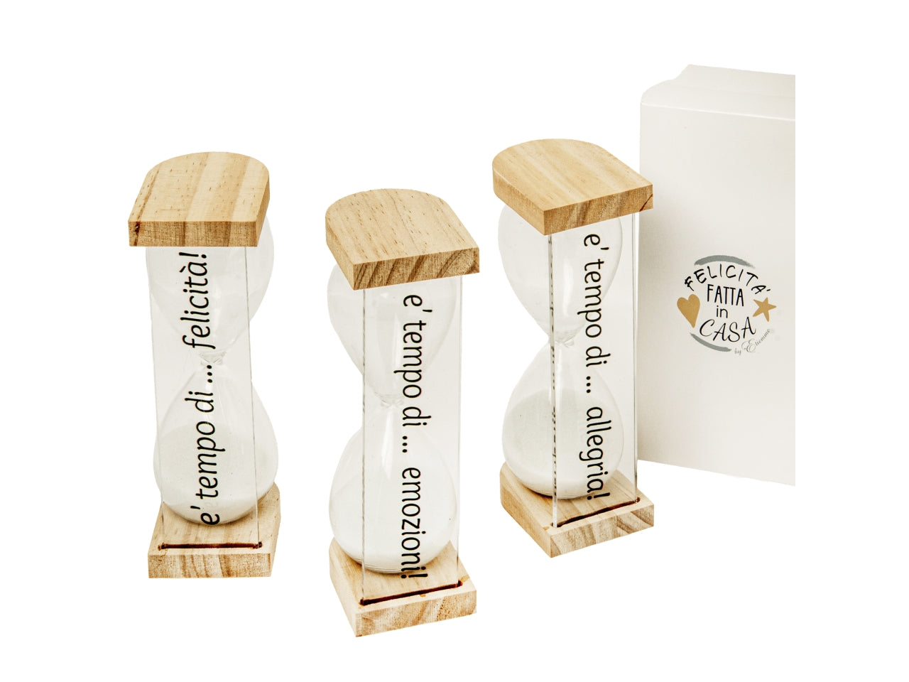 Clessidra in vetro, legno e plastica misura h.14cm in 3 assortimenti
