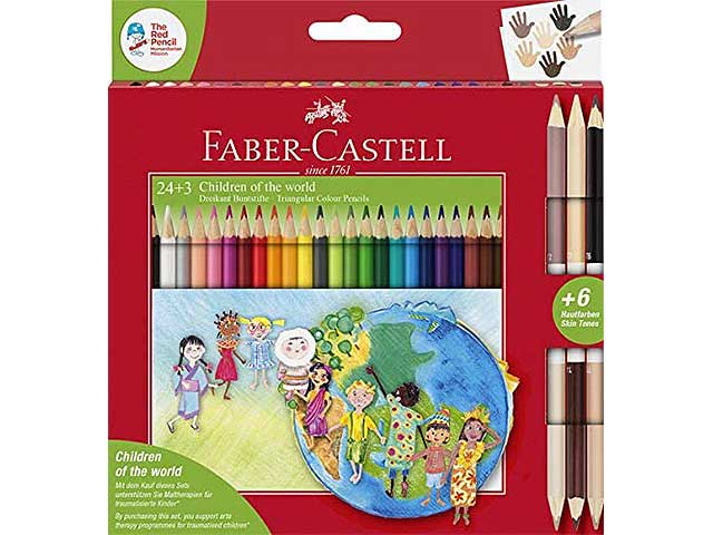 Matite colorate fusto triangolare uguale alla mina âChildren of the Worldâ colori assortiti mina 3.3 mm Faber Castell