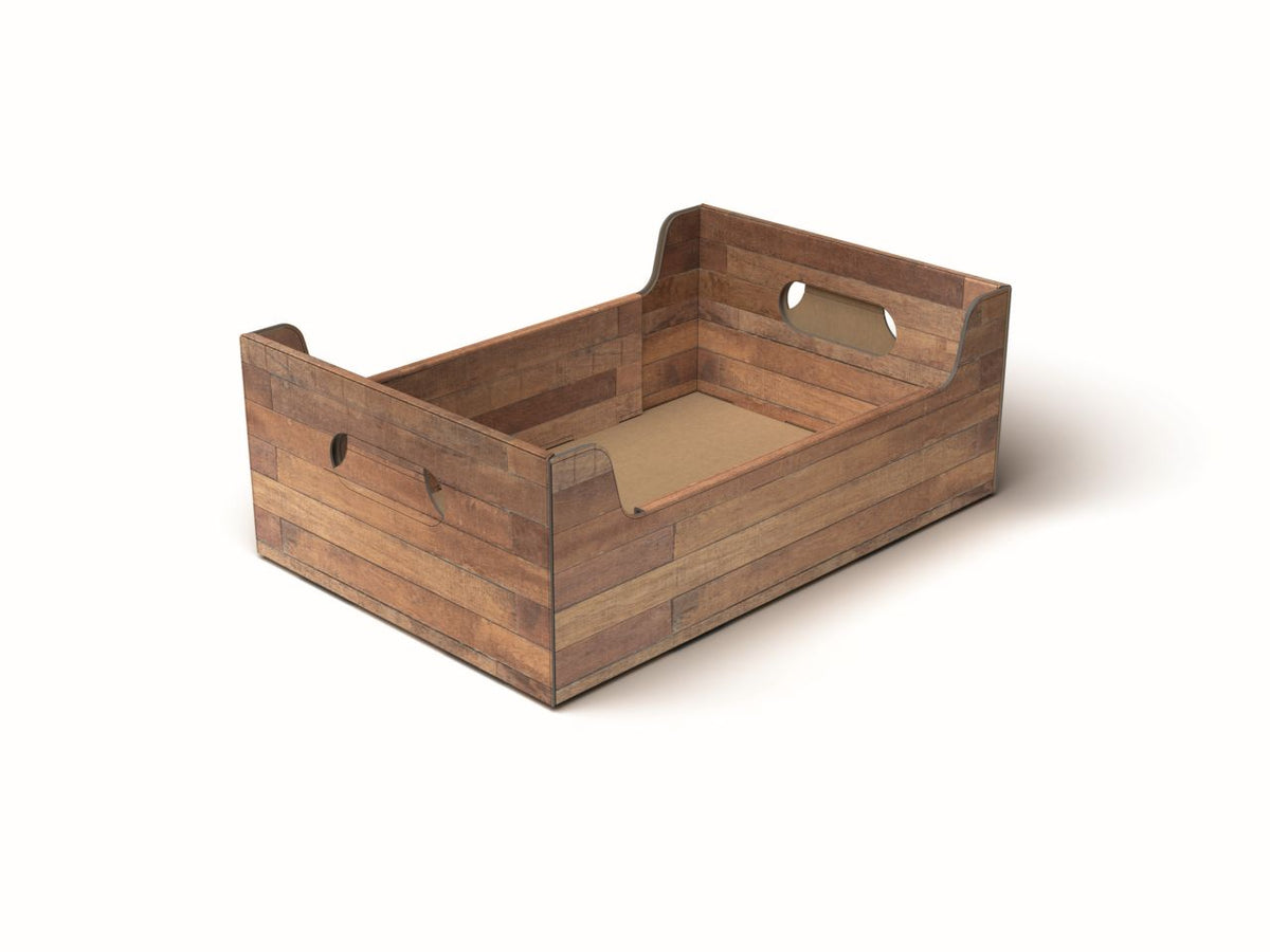 Cassetta in cartone Teak 35,5x24x12,5cm per confezioni regalo stampata effetto legno