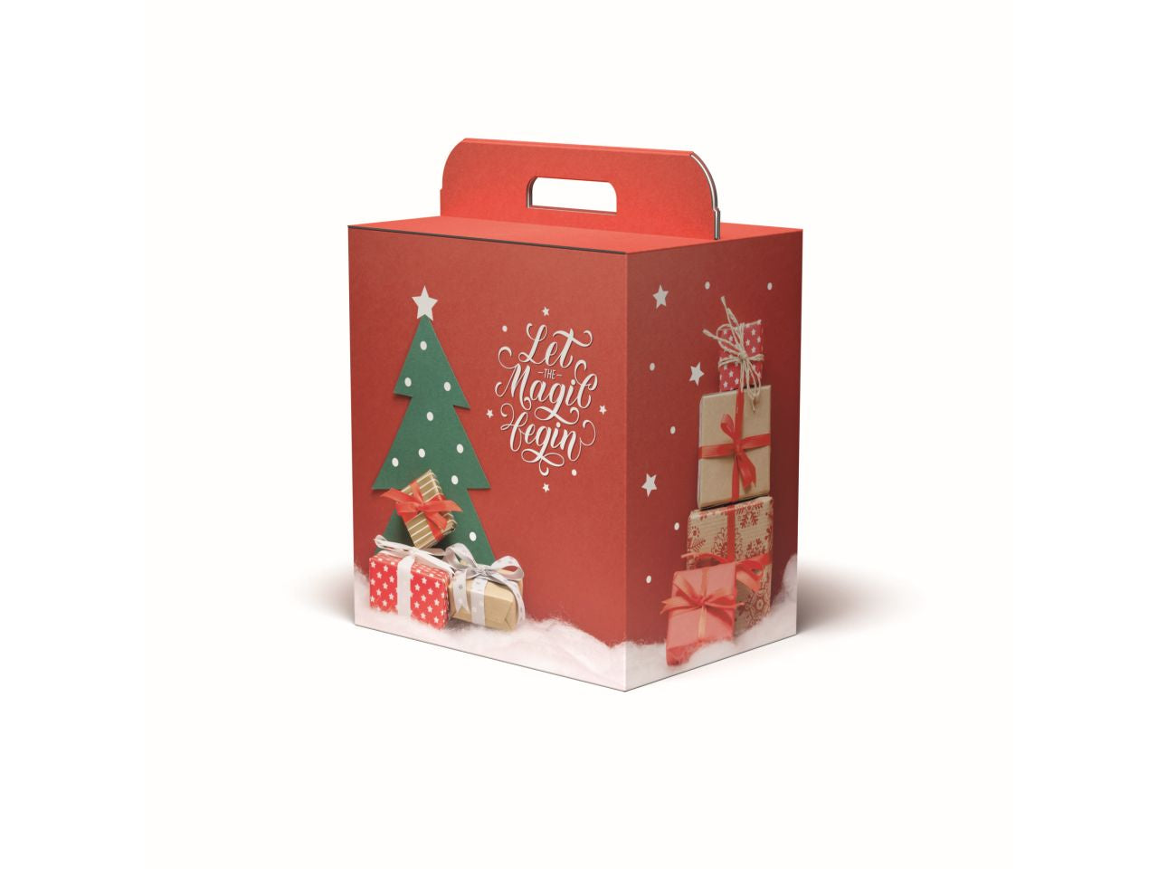 Scatola di cartone per confezioni regalo scatola con maniglia 30,5x23xh.34cm di cartone per confezioni regalo decoro magic christmas