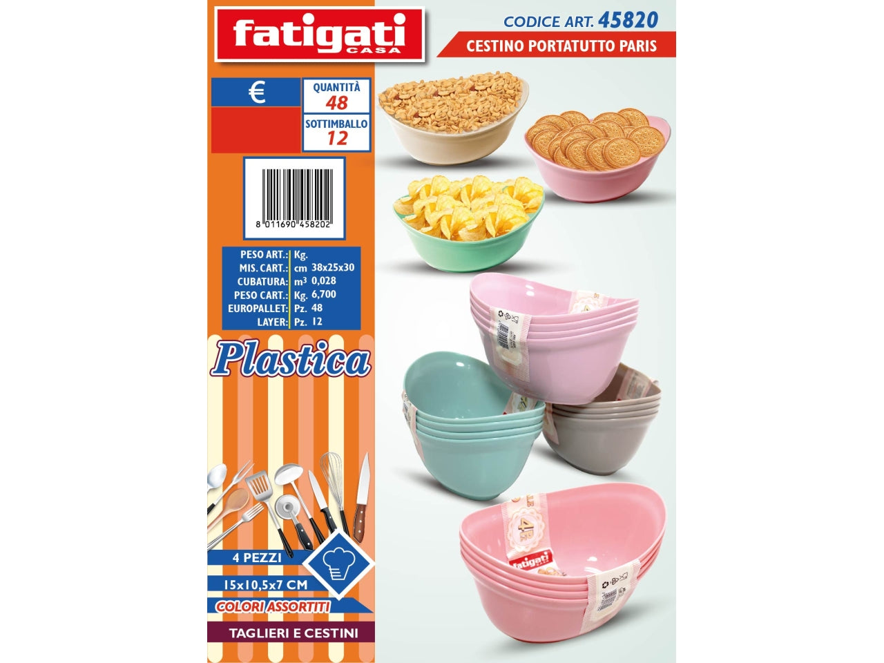 Ciotole ovali in plastica, confezioni da 4 pezzi - Fatigati $
