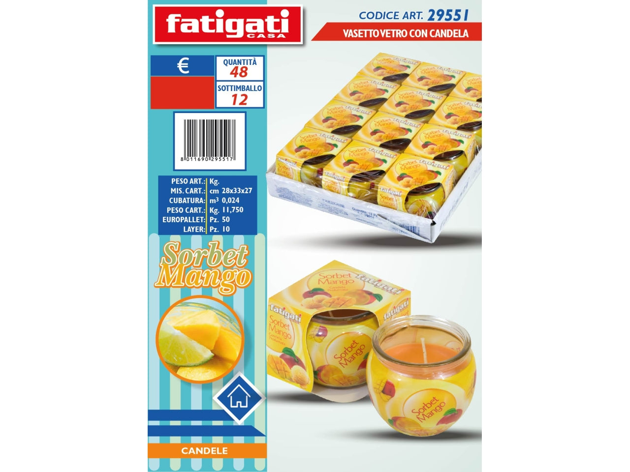 Candela profumata in vasetto di vetro al profumo di sorbetto al mango - Fatigati