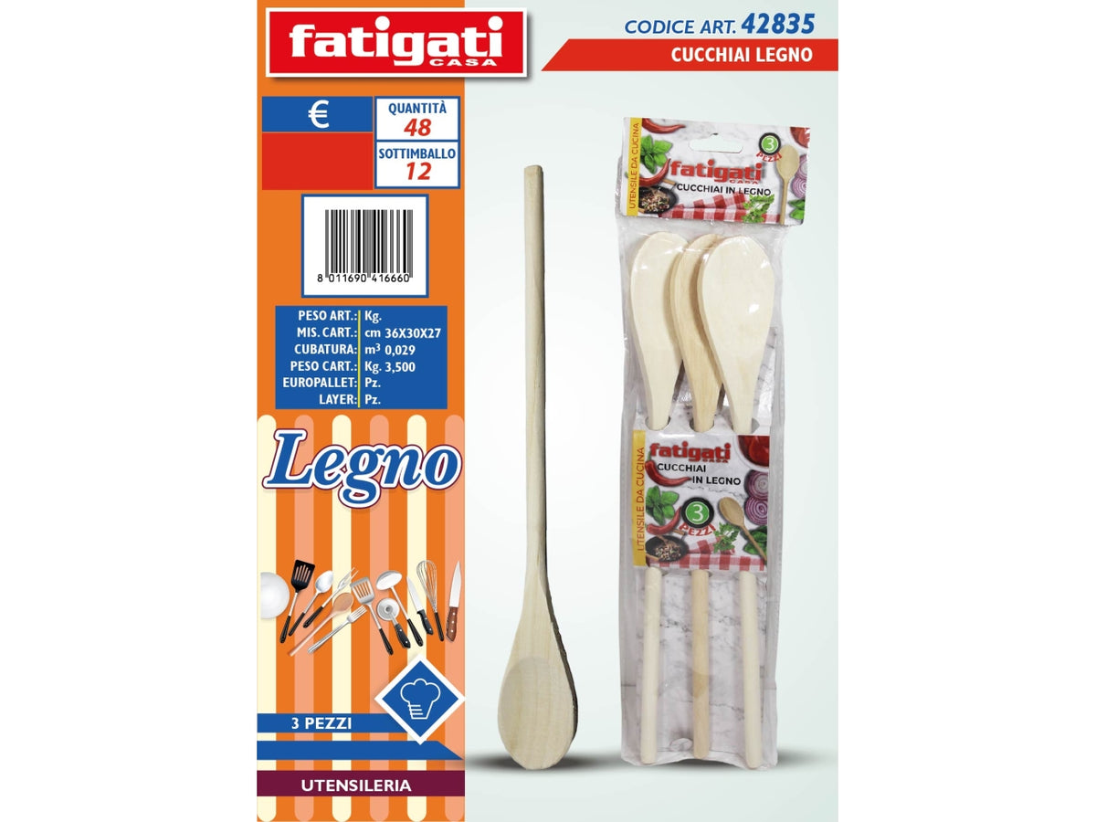 Utensili in legno la confezione contiene 3 pezzi