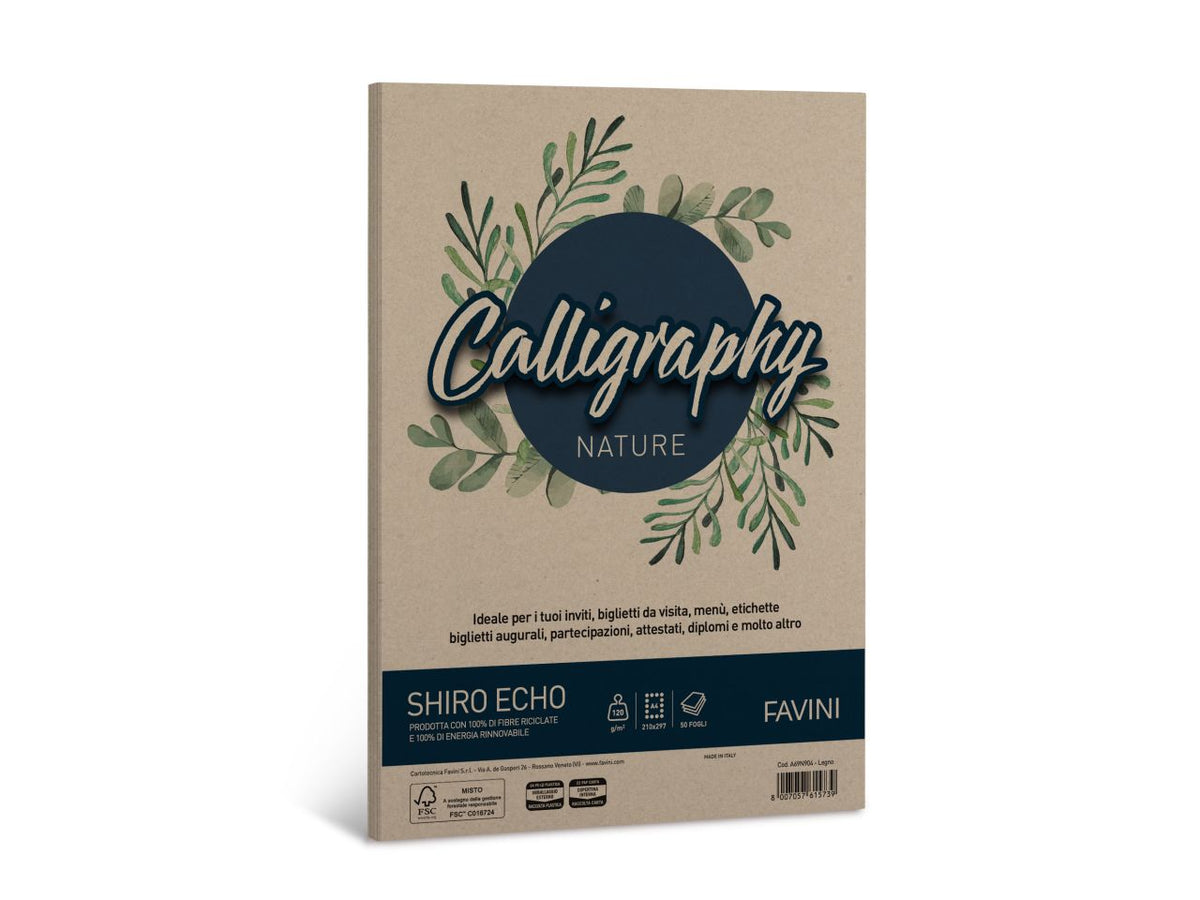 Carta calligraphy shiro eco a4 120gr 21x29,7cm 50 fogli legno