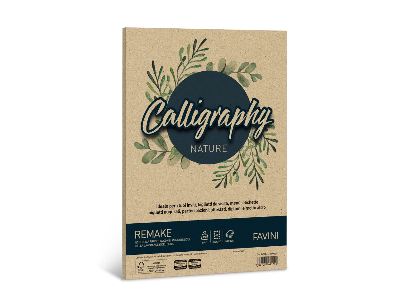 Carta calligraphy nature remake a4 250gr 21x29,7cm 50 fogli spiaggia