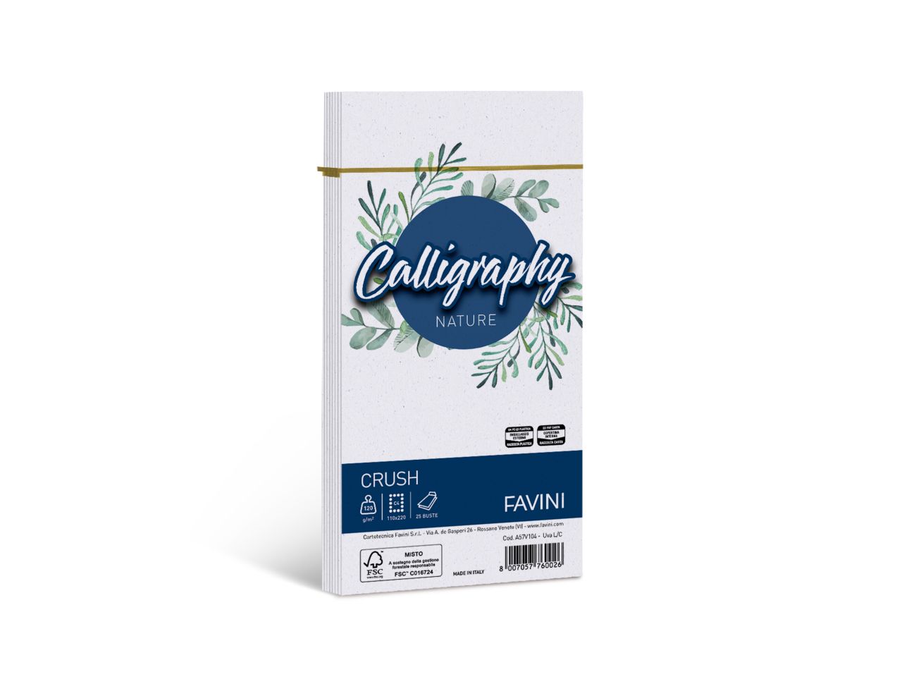 Buste calligraphy nature crash misura 110x220mm - la confezione comprende 25 buste