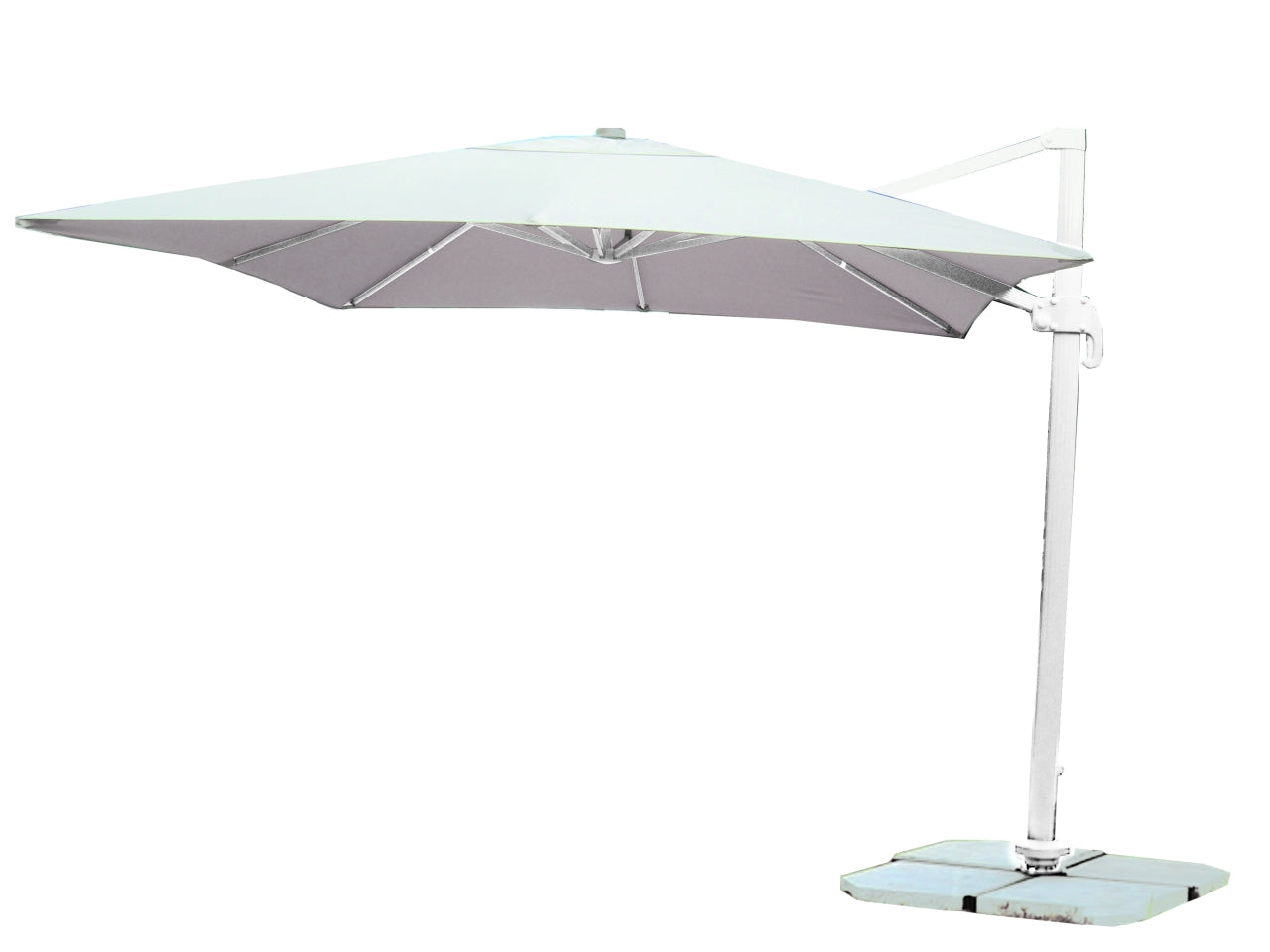 Ombrellone braccio poly alluminio 3x4mt/55mm bianco
