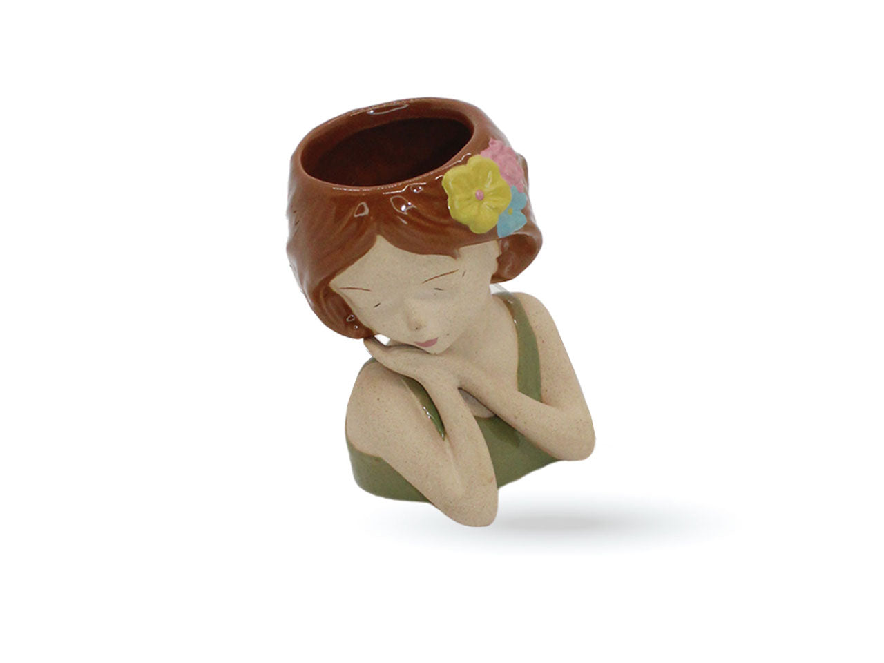 Statua con caspo in terracotta 9x8x12cm colori assortiti