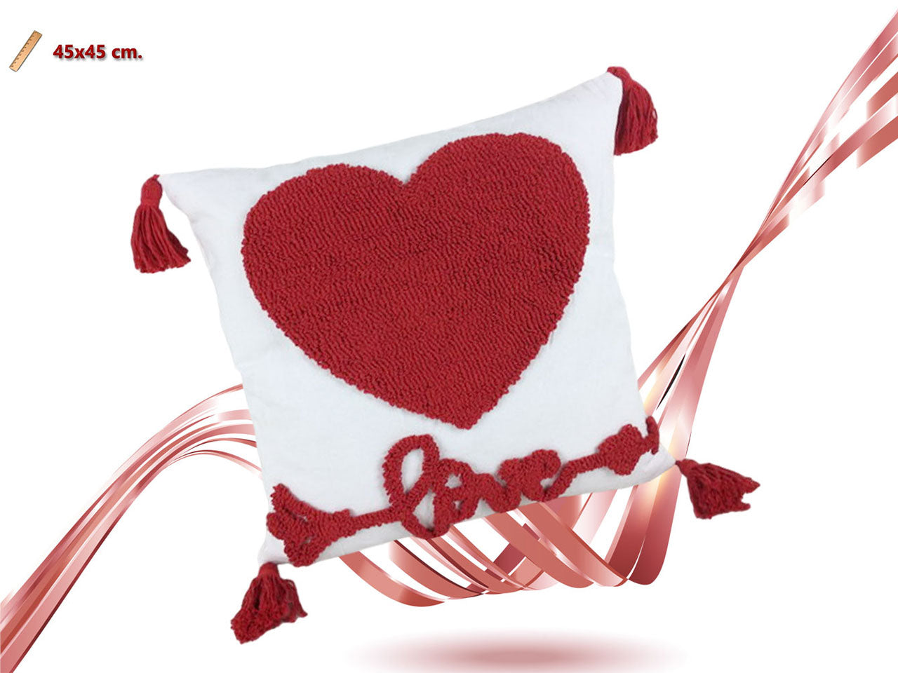 Cuscino quadrato con ricamo 45x45cm