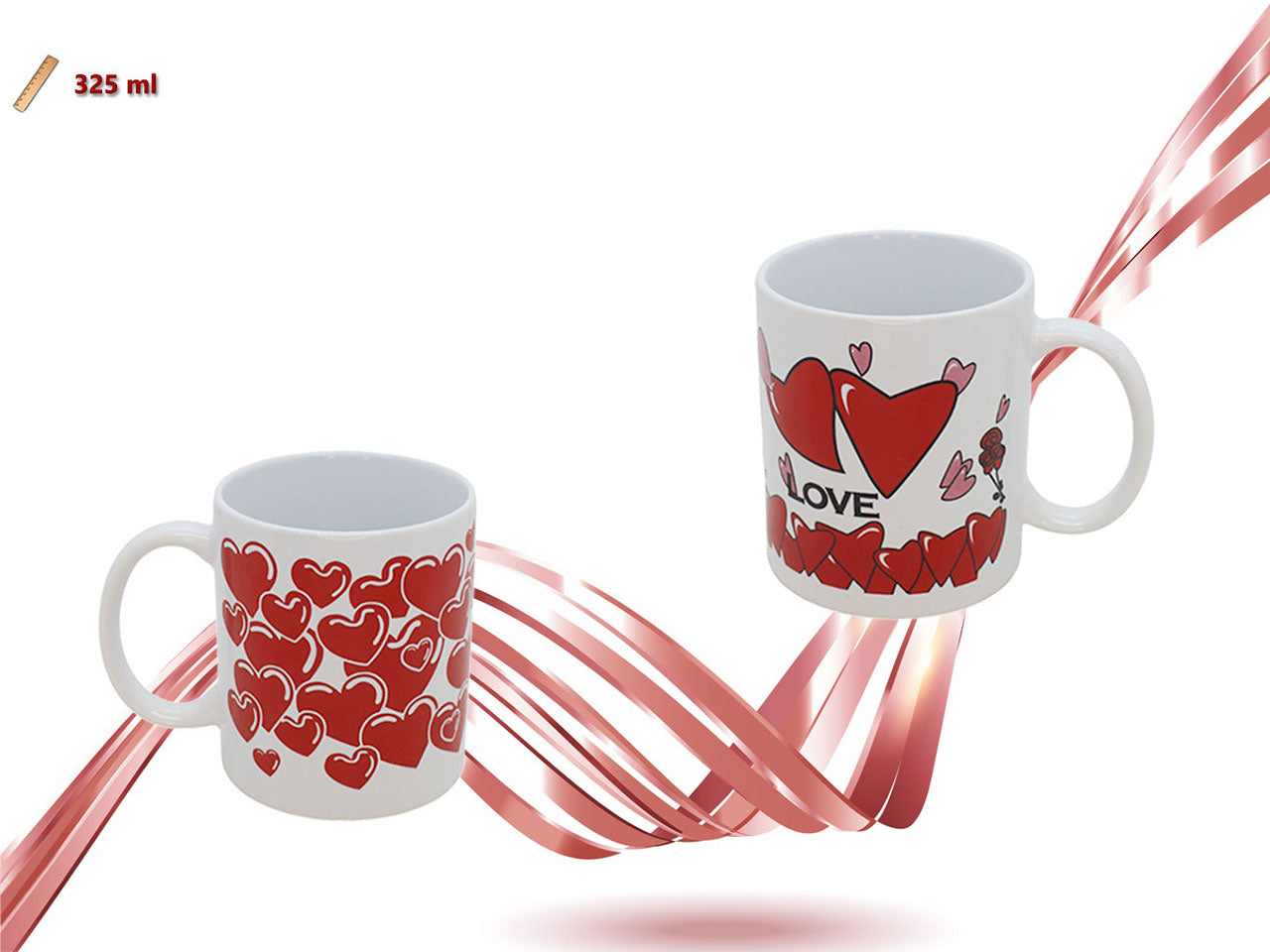 Tazza in ceramica 325ml con cuori