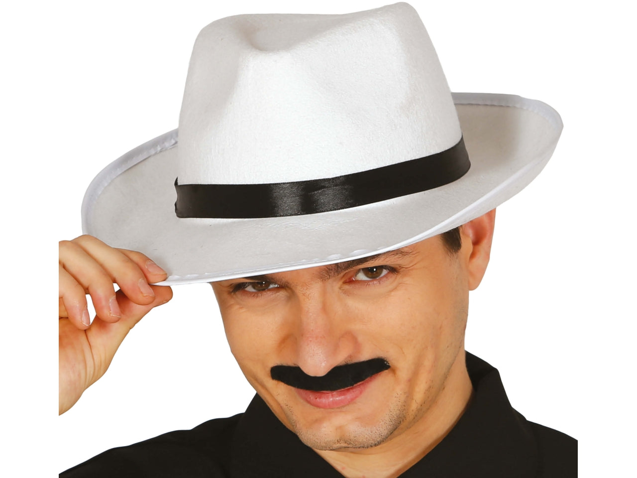 Cappello da gaster bianco con nastro nero