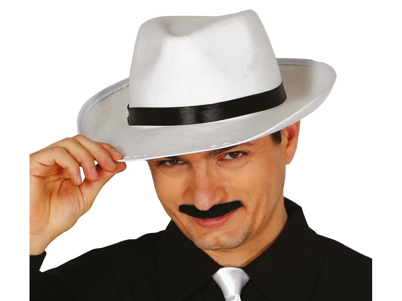 Cappello da gaster bianco con nastro nero