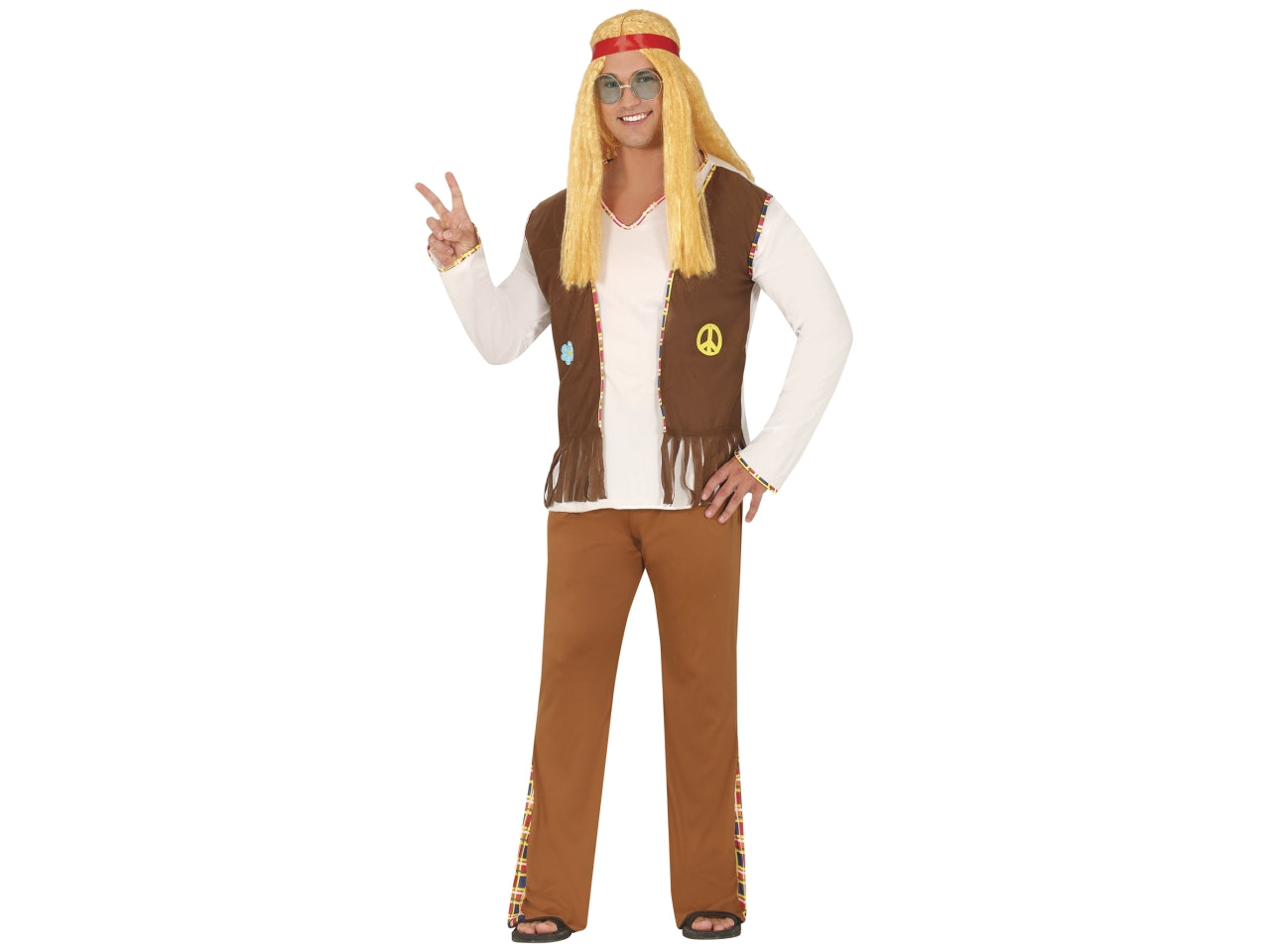 Costume adulto fiore hippie uomo taglia L 52-54