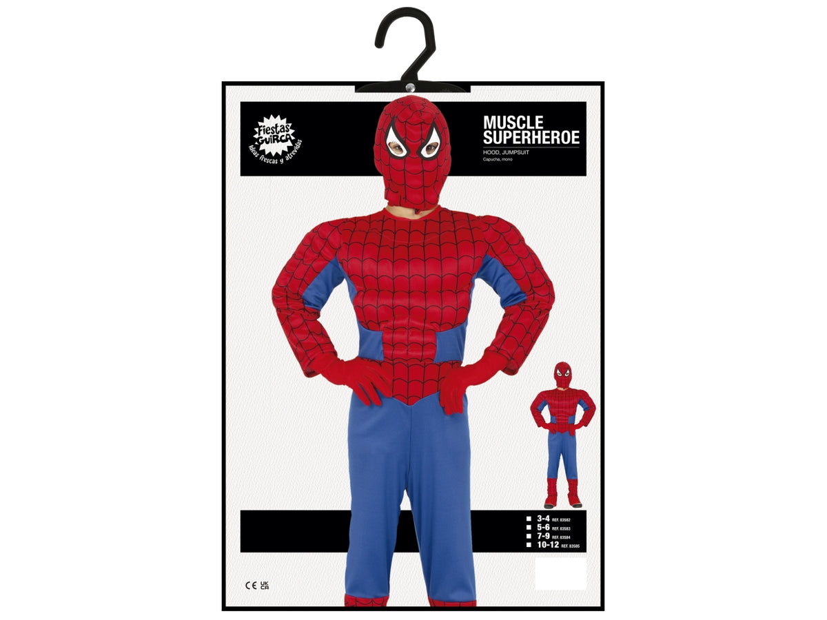 Costume supereroe muscoloso 7-9 anni