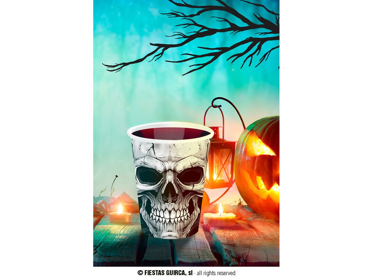 Bicchiere 9ml con decoro teschio la confezione comprende 6 pezzi