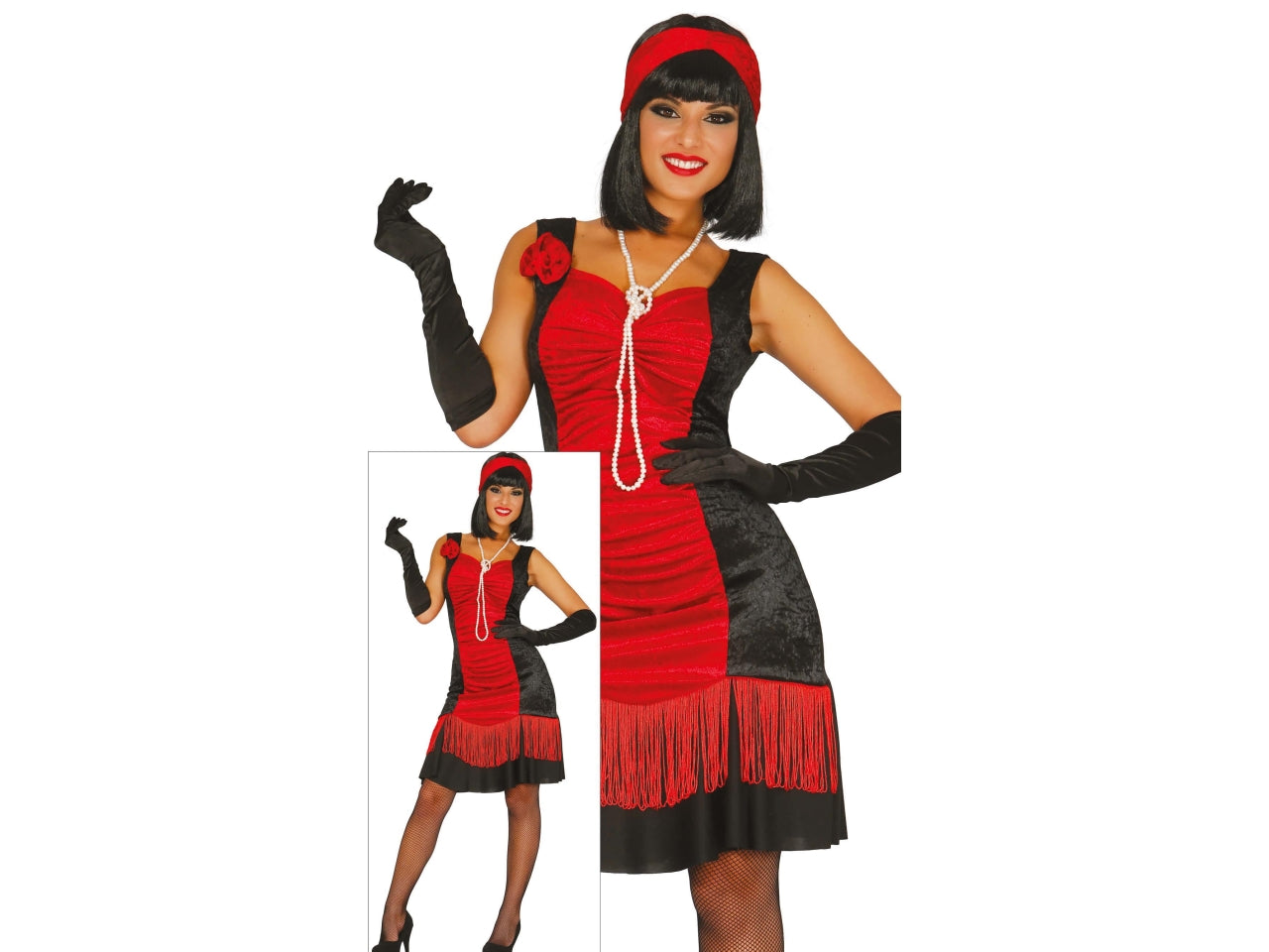 Costume adulto charleston rosso e nero taglia M