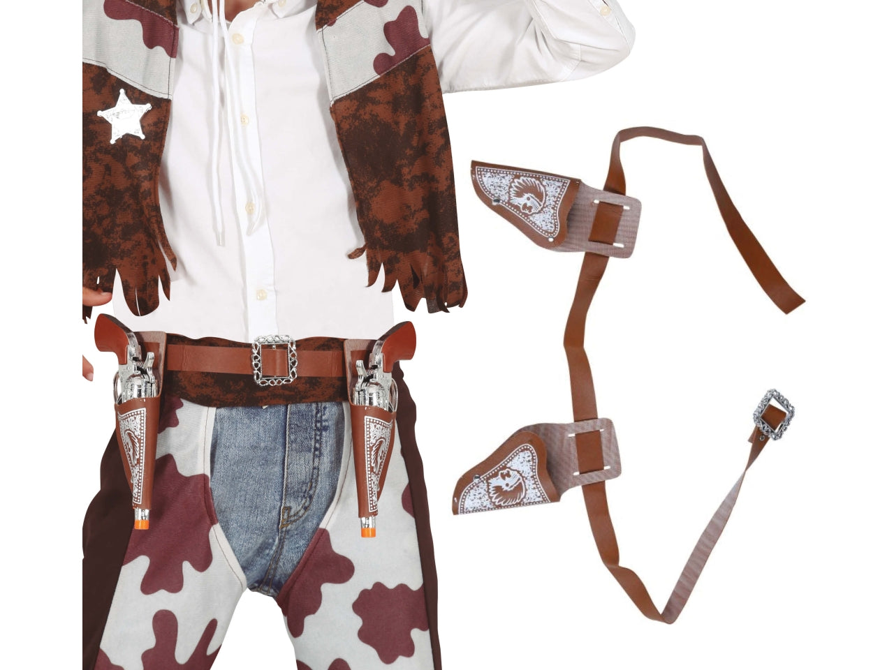 Cinturone con due fondine e pistole cowboy 20cm