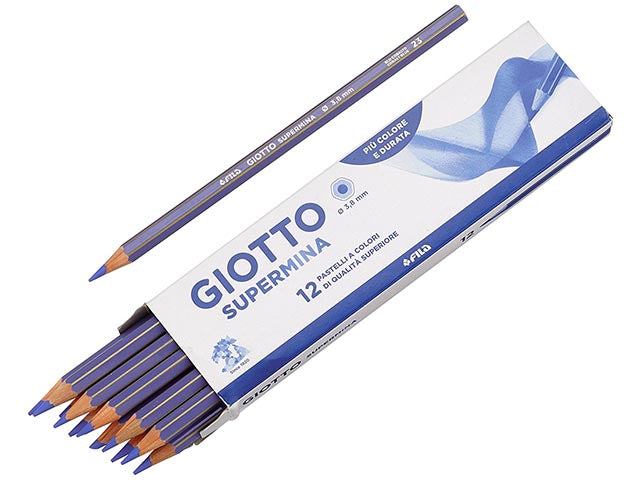 Pastelli colorati supermina esagonale con fusto uguale alla mina blu cobalto D 3.8 mm L 18 cm Giotto