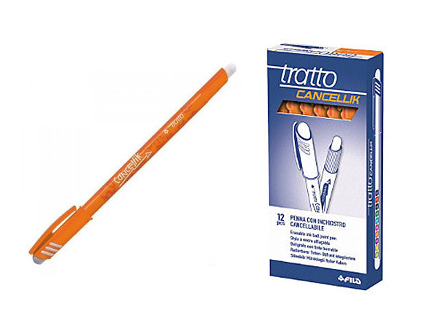 Penna a sfera Fila Tratto Cancellik, con inchiostro cancellabile, con cappuccio arancio 0,7 mm