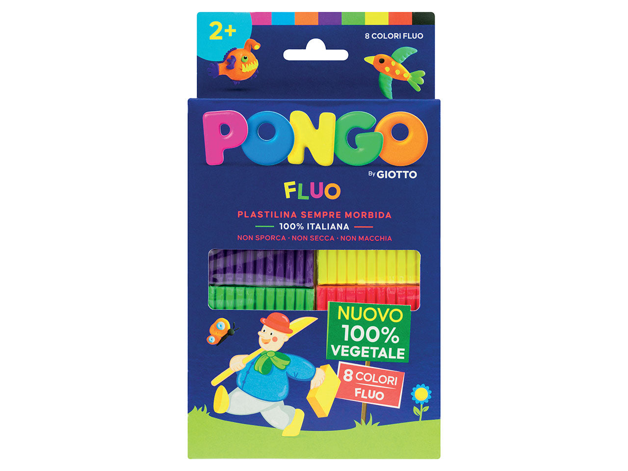Giotto pongo 264 grammi la confezione contiene 8 colori fluo