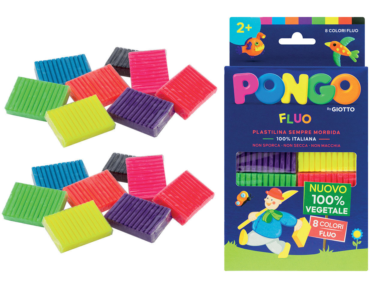 Giotto pongo 264 grammi la confezione contiene 8 colori fluo