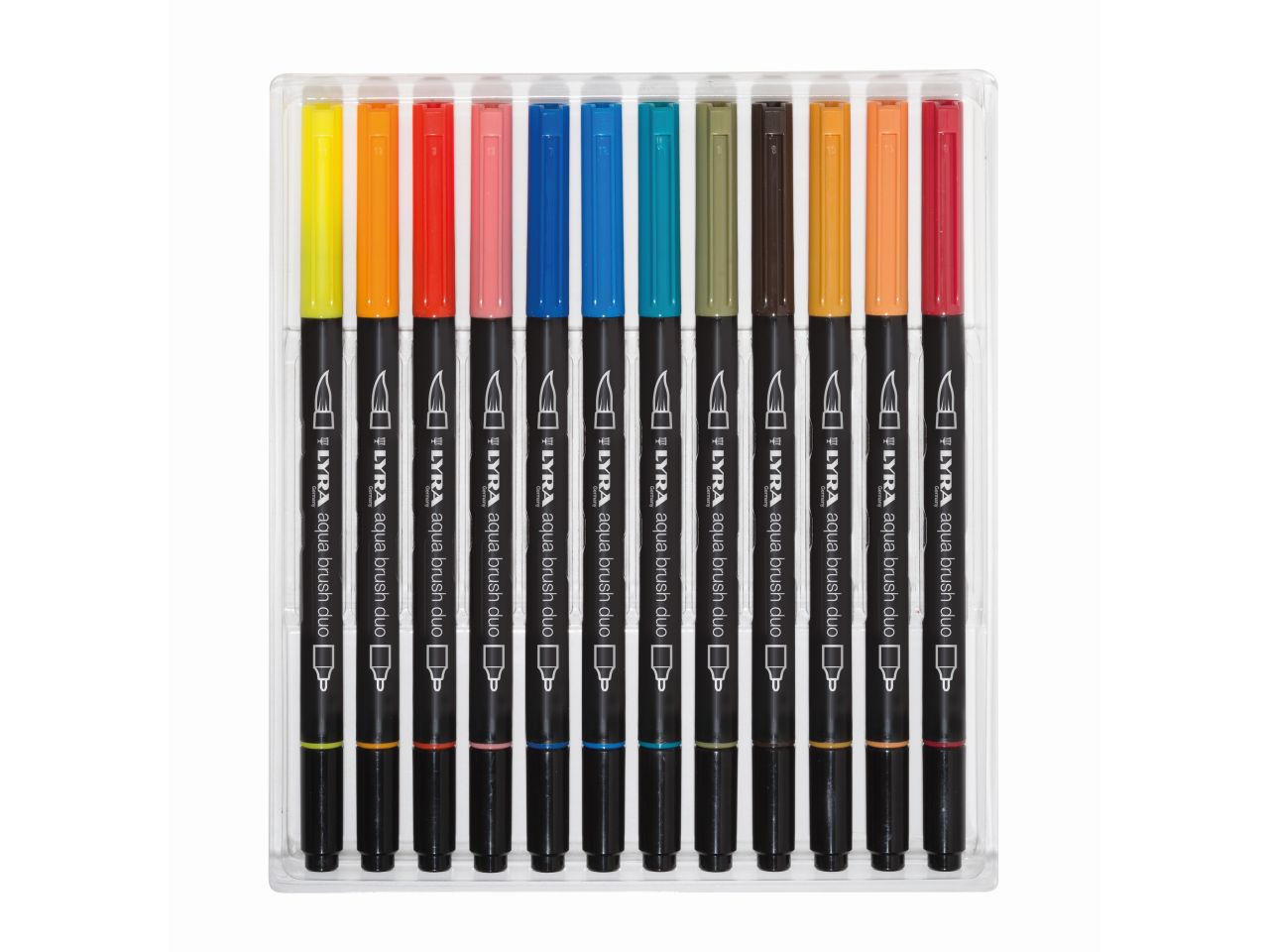 Pennarelli lyra aqua brush duo alta qualita' misura 1-5mm e 1mm - la confezione contiene 24 pennarelli