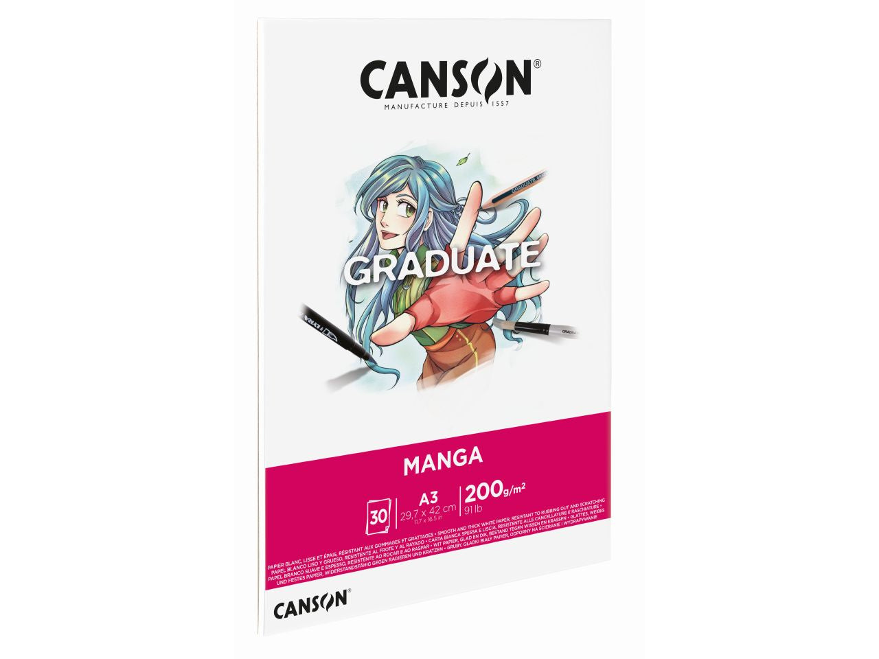 Blocco da disegno graduate manga misura a3 29,7x42cm 200g/m2 con 30 fogli