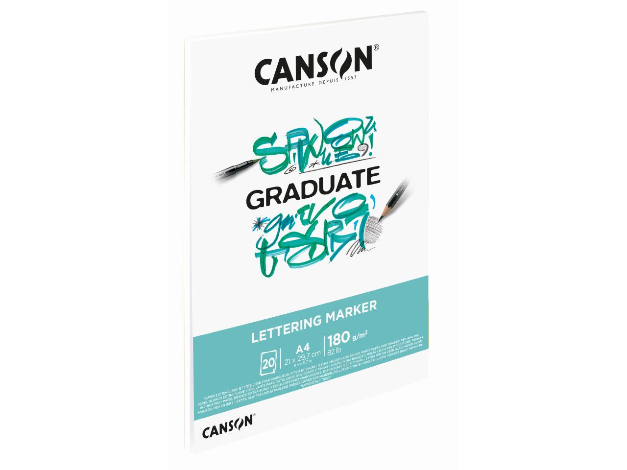 Blocco da disegno graduate lettering marker a4 21x29,7cm 180g/m2 con 20 fogli