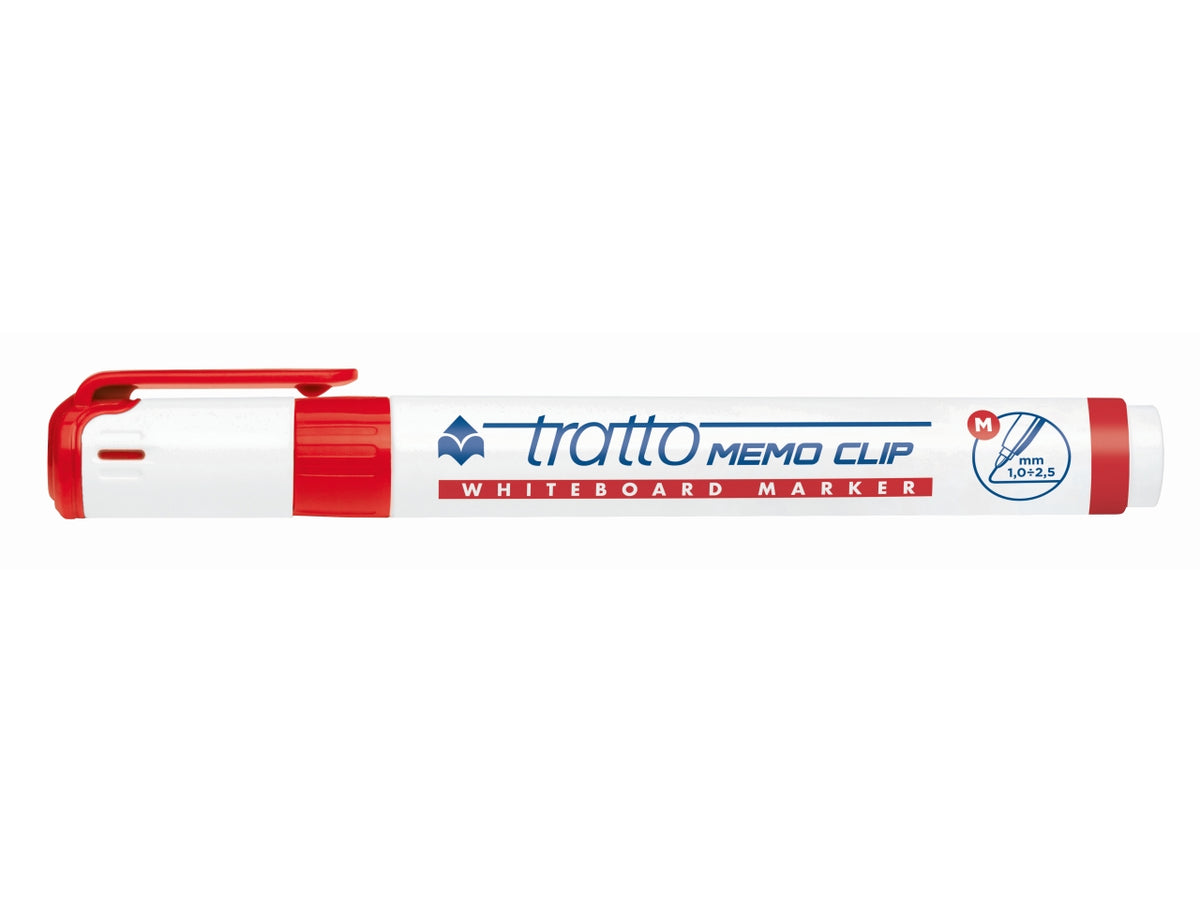 Pennarelli da lavagna bianca Tratto memo clip rosso punta tonda 4 mm - Fila