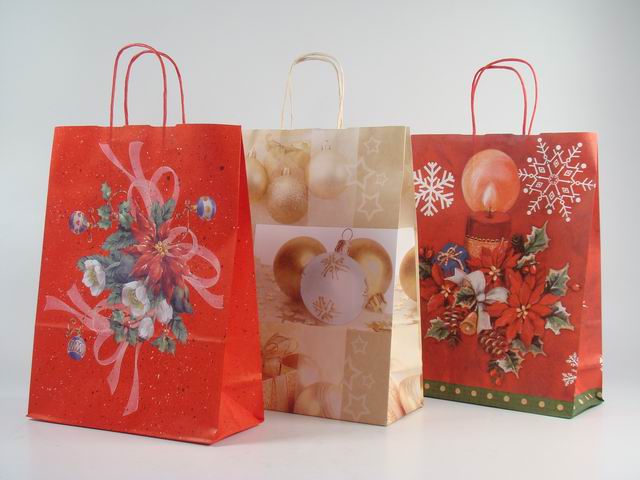 Shopper in carta natale 1 formato 26x12x35cm assortito