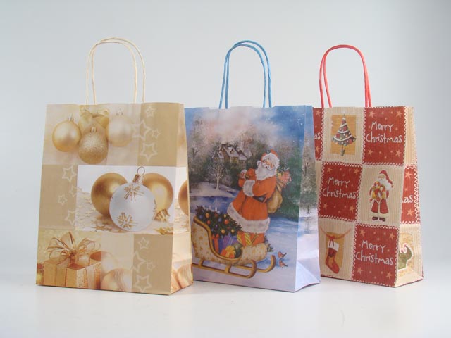 Shopper in carta natale 1 formato 23x10x29cm assortito