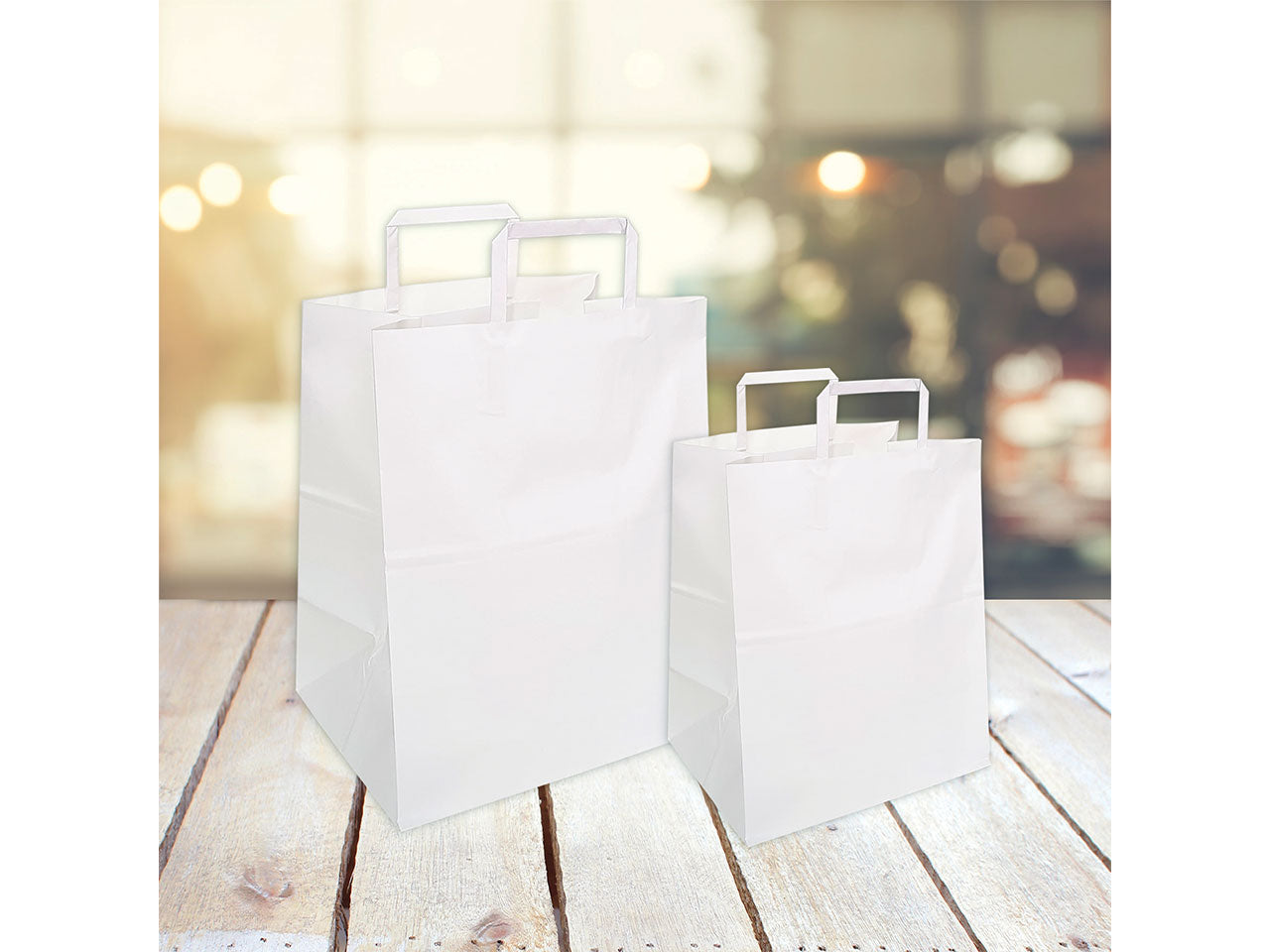 Shopper carta bianca formato 32x21x34,5cm delivery light 80gr