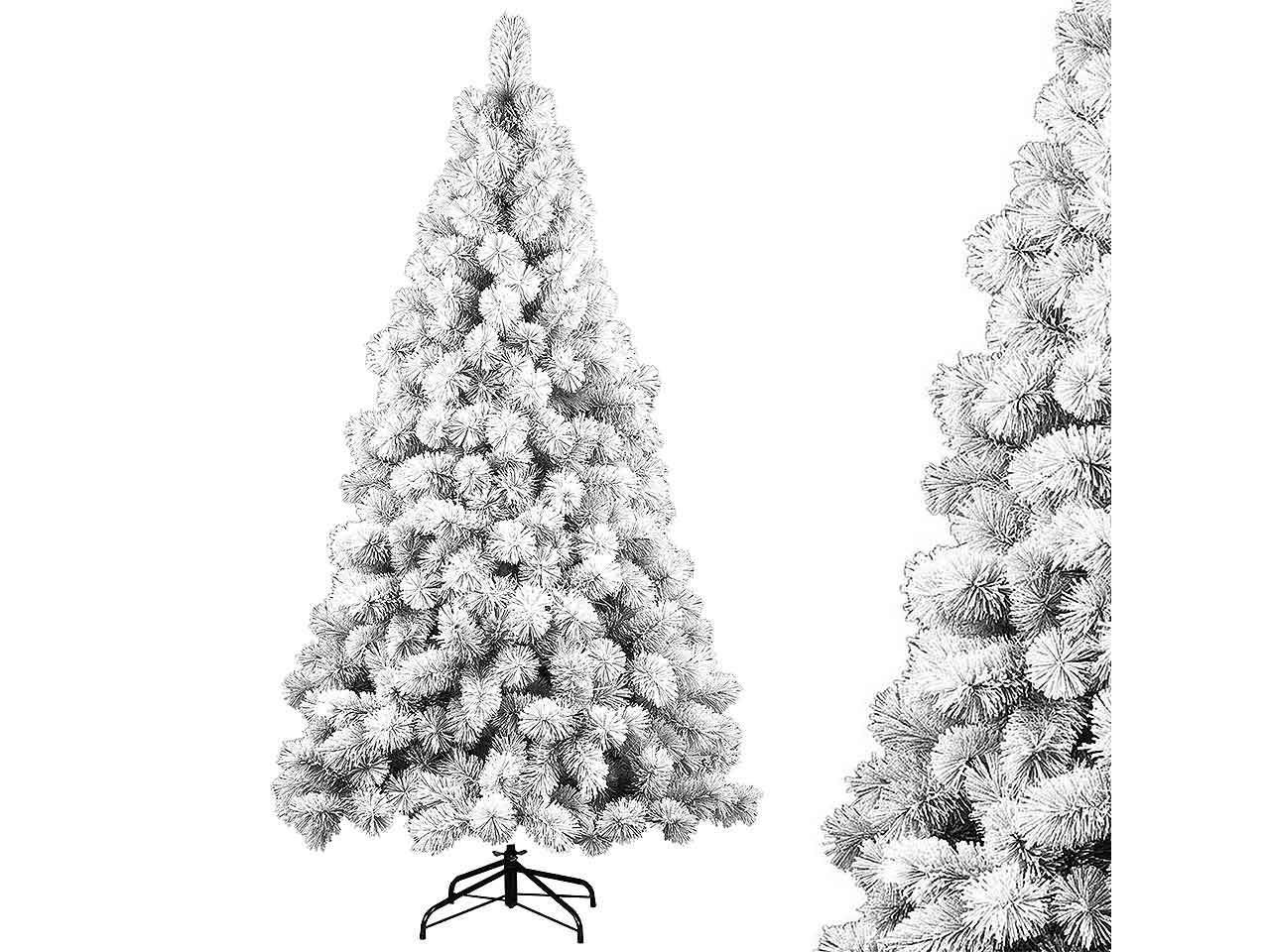 Albero di natale des alpes 240cm floccato d.127cm 740 rami montaggio ad ombrello pp $