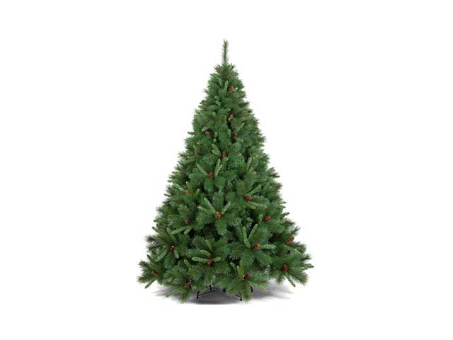 Albero amazzonia new con pigne 210cm 1072rami diametro 139cm pvc+pp montaggio a gancio