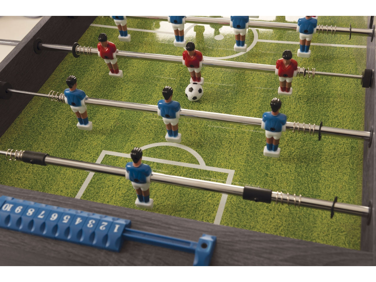 Calciobalilla f-2 aste rientranti piano gioco lungo in nobilitato