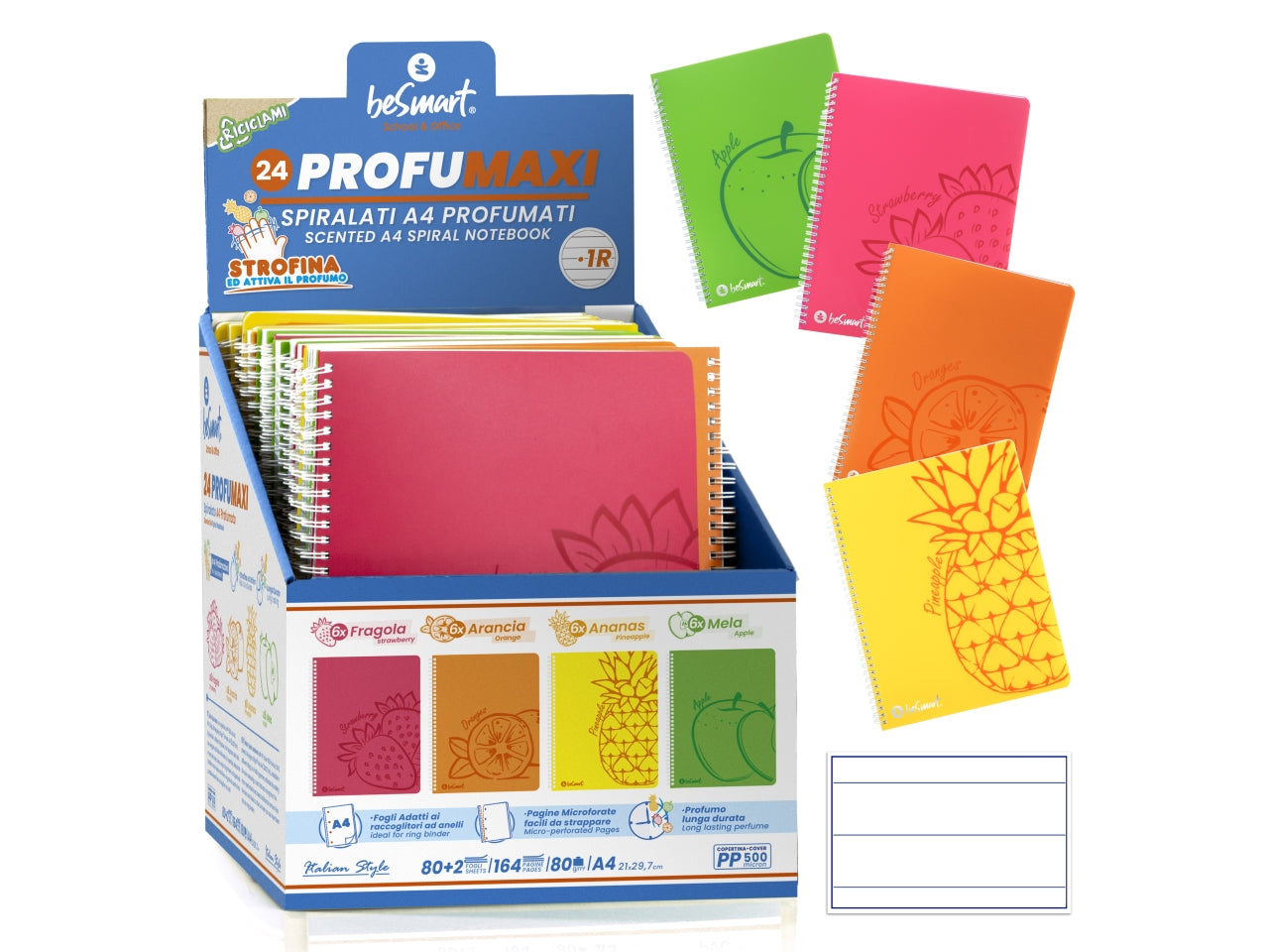 Profumaxi 1r spiralato pvc fruit sense 4 colori 80ff 80gr