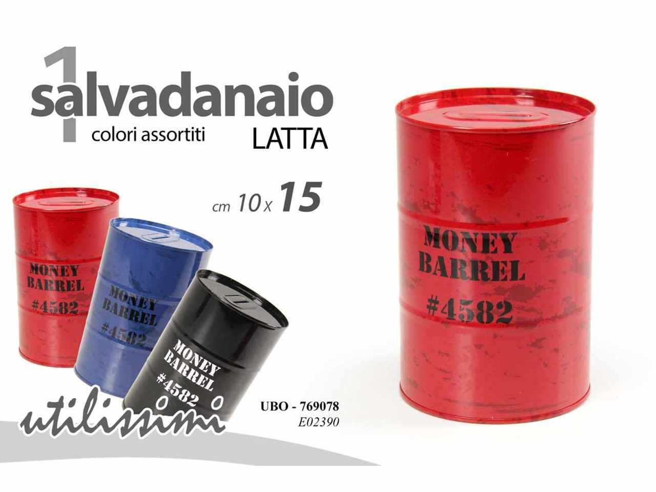 Salvadanaio latta barile 10x15cm 769078