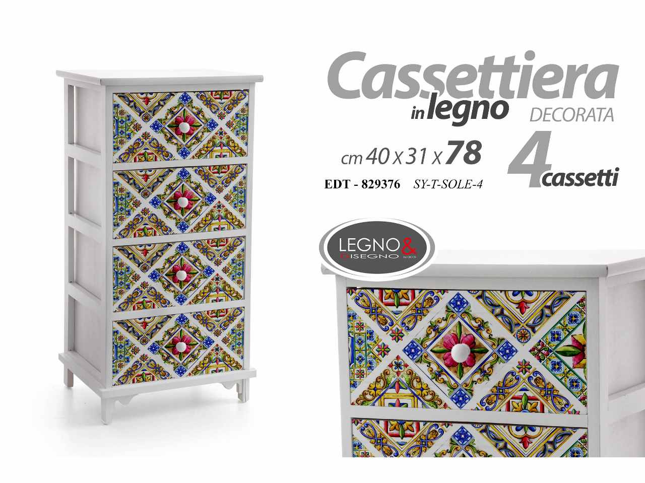 Mobile 4cassetti 40x29x73cm 829376