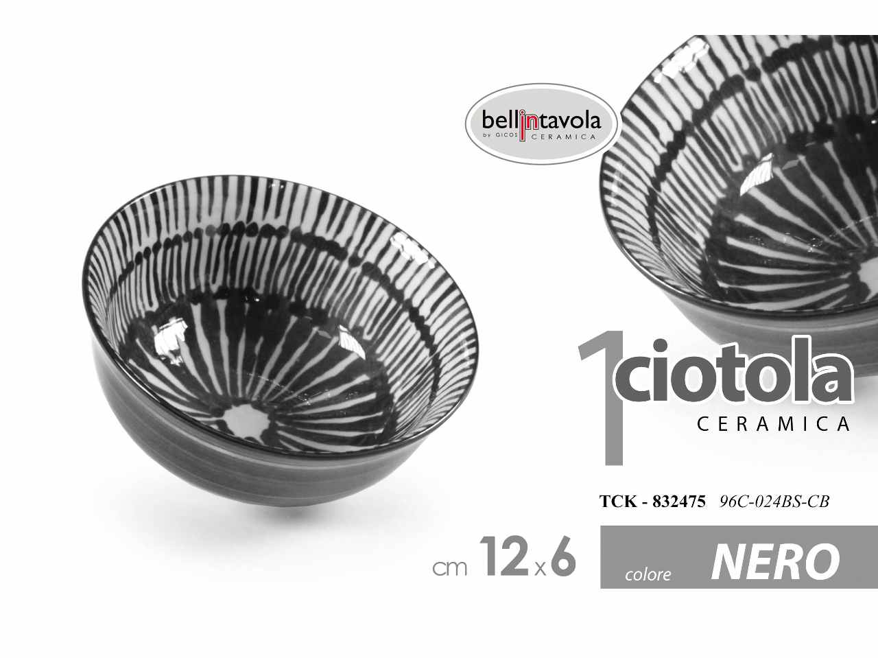 Ciotola nera 12x5x6cm 832475