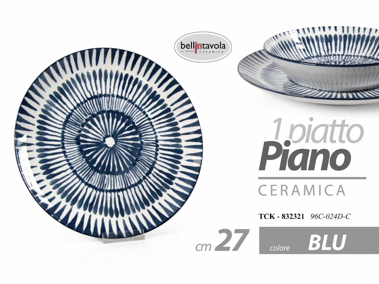 Piatto piano 27cm blu 832321